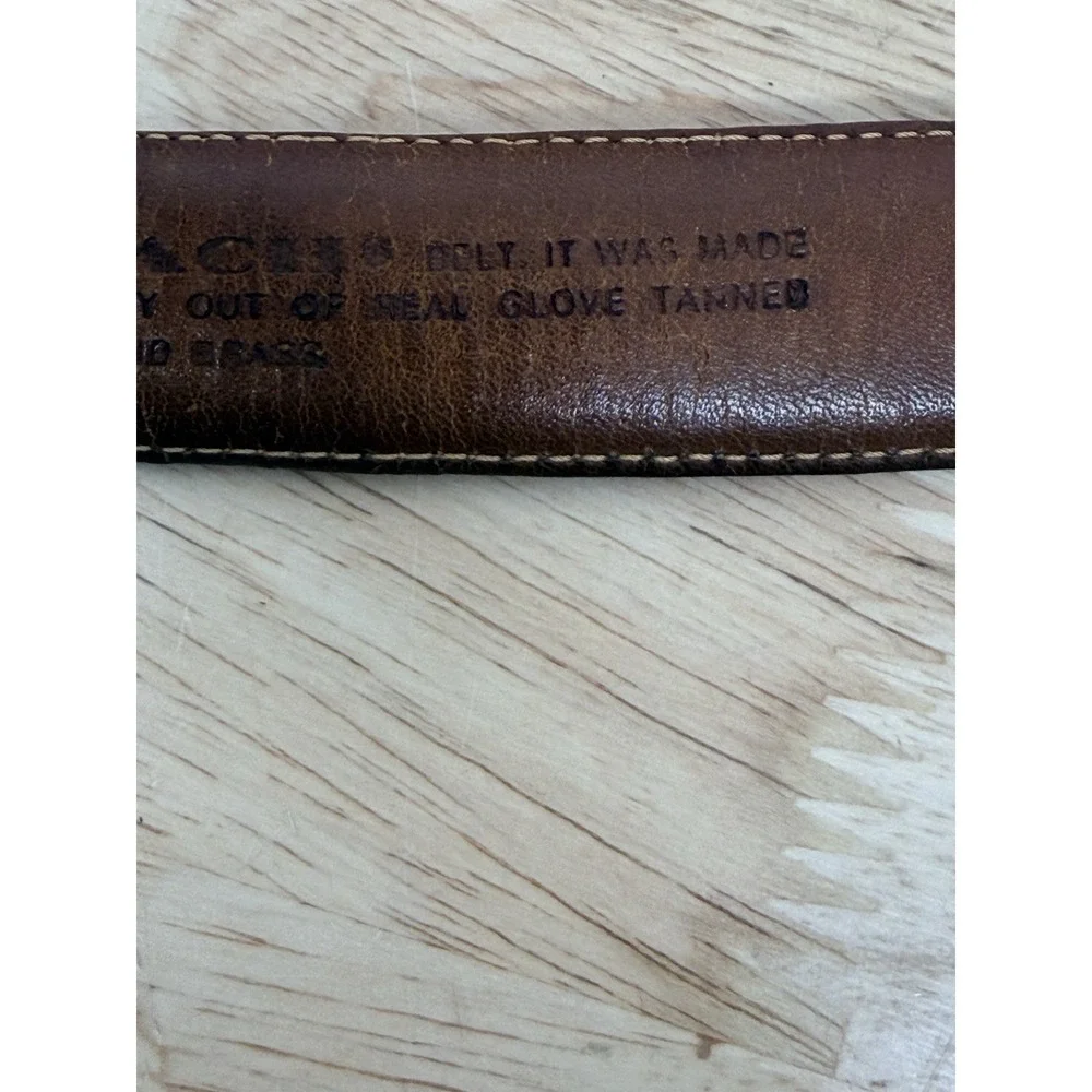 Vintage Coach British Tan Leather Belt with Brass Buckle Size 42 #25